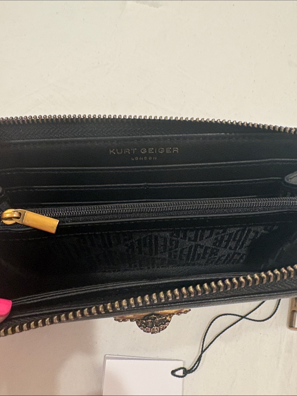 Kurt Geiger Black Wallet with Gold Hardware - Picture 3 of 5